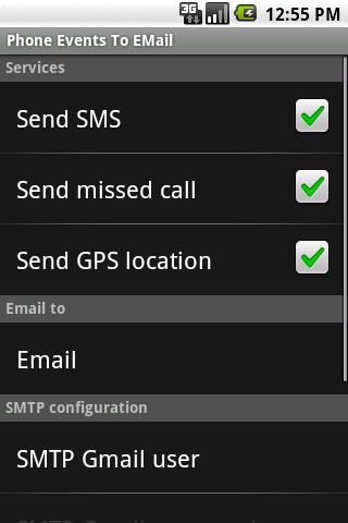 Phone Events To EMail Android Communication