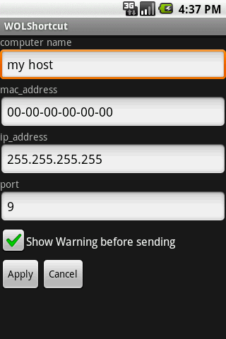 WOLShortcut Android Communication
