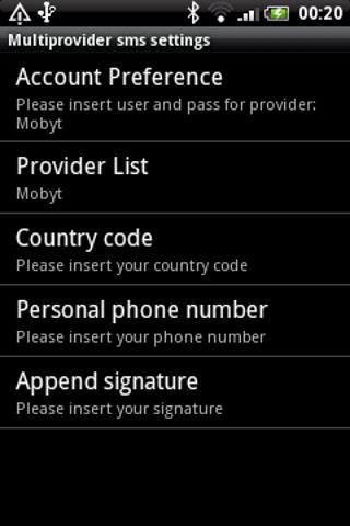 Multiprovider web sms Android Communication