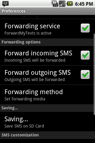 ForwardMyTexts Plus Android Communication