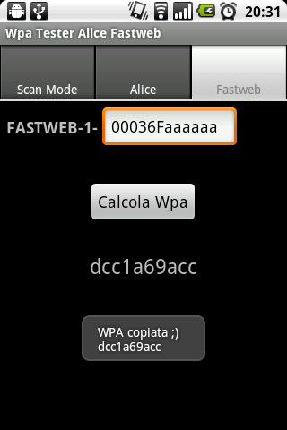 Wpa Tester Alice Fastweb LITE Android Communication