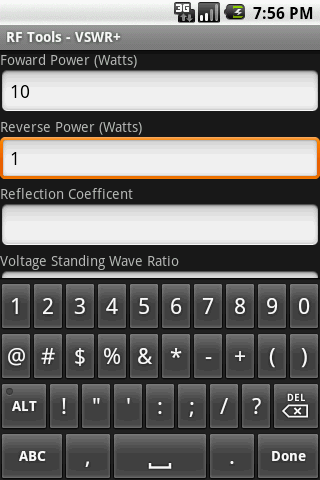 RF Tools – VSWR+ Android Communication
