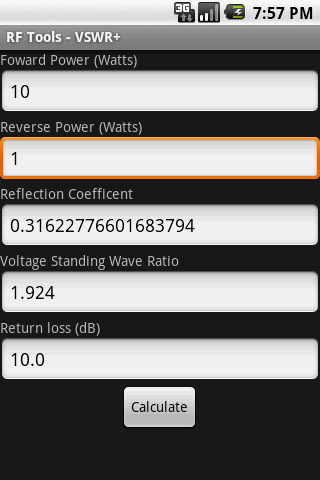 RF Tools – VSWR+ Android Communication