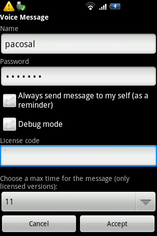 Voice Message License Android Communication