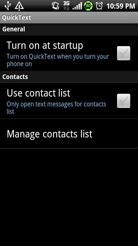 QuickText Android Communication