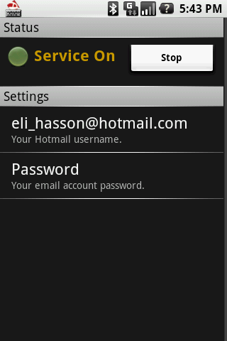 eNotify Hotmail Android Communication