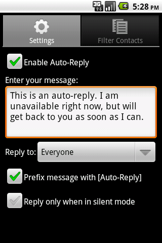 SMS Auto-Reply Android Communication