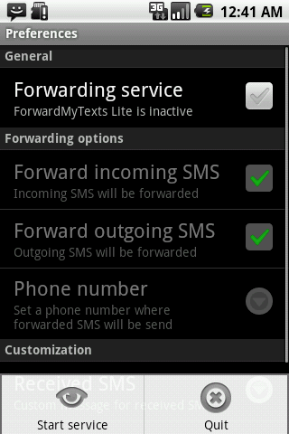 ForwardMyTexts Lite Android Communication
