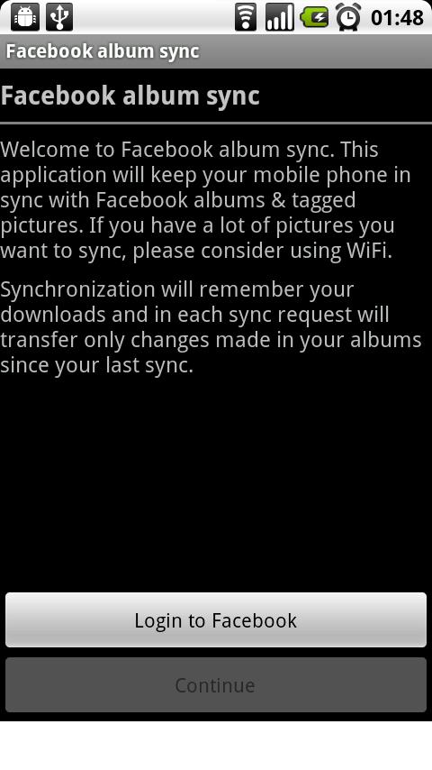 Facebook album sync – Lite Android Communication