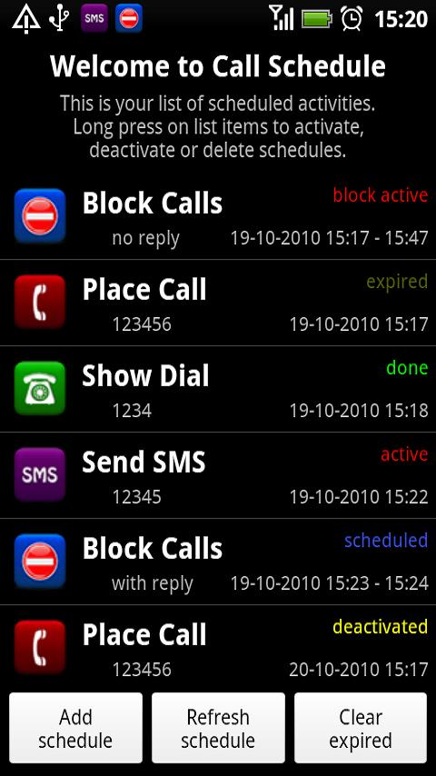 Call Schedule Android Communication