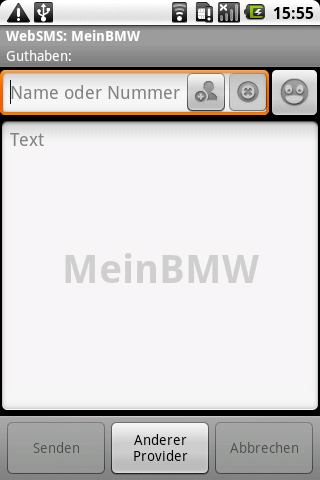 WebSMS: MeinBMW Connector Android Communication