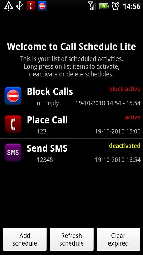 Call Schedule Lite Android Communication