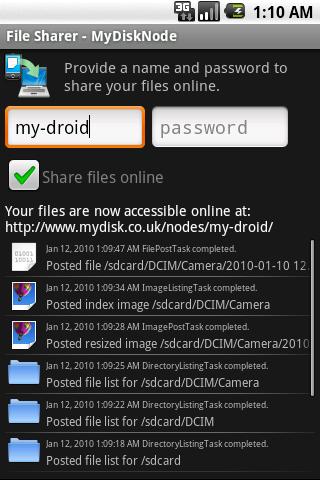 File Sharer Lite – MyDiskNode Android Communication