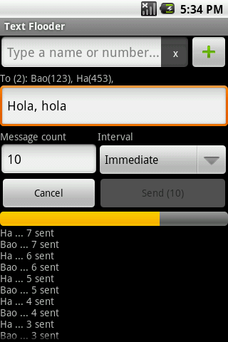 Text Flooder  (aka SMS Bomber) Android Communication