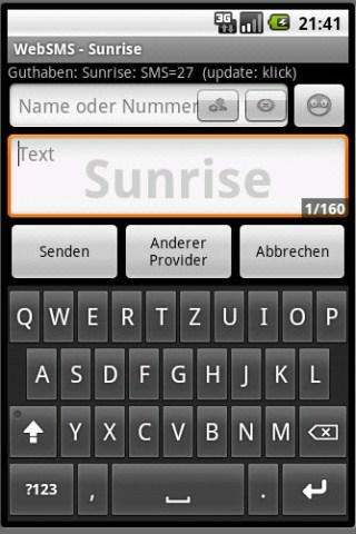 WebSMS: Sunrise Connector