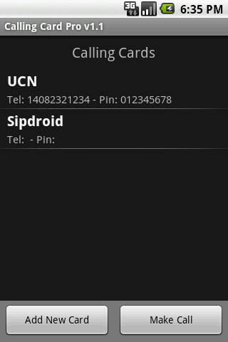 Calling Card Pro Android Communication