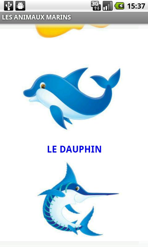 Baby FlashCards Animaux marins Android Communication