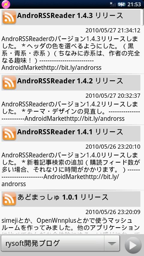 AndroRSSReader Android Communication