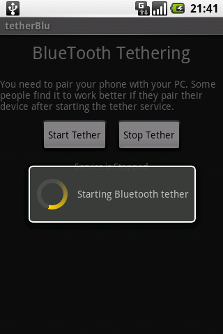 tether Blu Android Communication