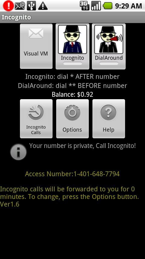 Incognito Calling Android Communication