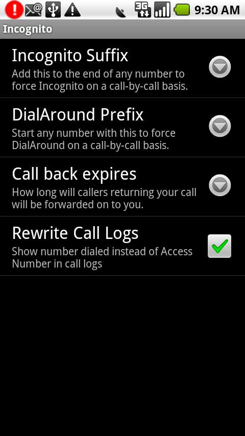 Incognito Calling Android Communication
