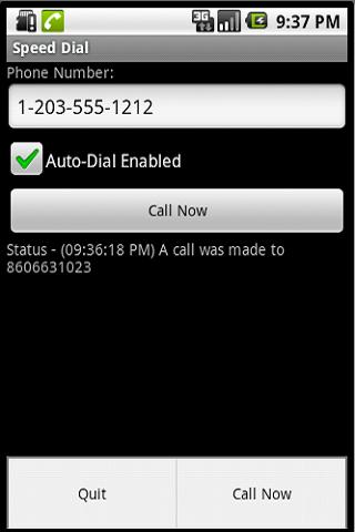 Simple Speed Dial Android Communication