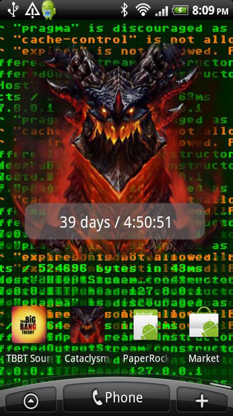 WoW Cataclysm CountDown Widget Android Communication