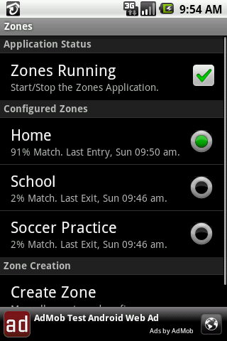 Zones Android Communication