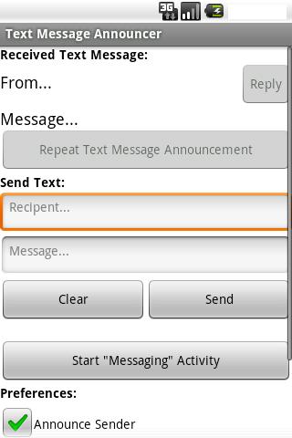 Text Message Announcer Android Communication
