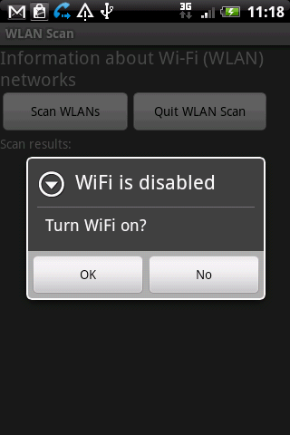 WLAN Scan Android Communication