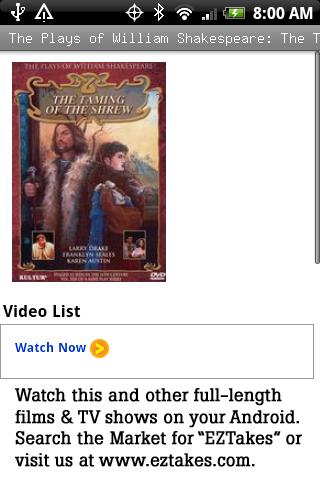 Shakespeare: Taming of Shrew Android Entertainment