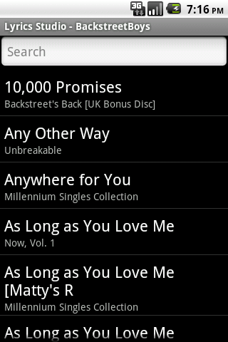 BackStreet Boys Lyrics Studio Android Entertainment