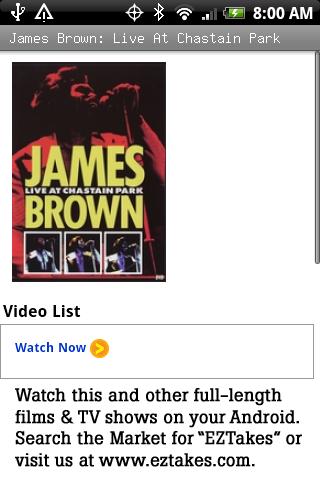 James Brown: Live At Chastain Android Entertainment