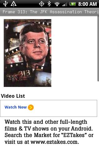 Frame 313: JFK Assassination Android Entertainment