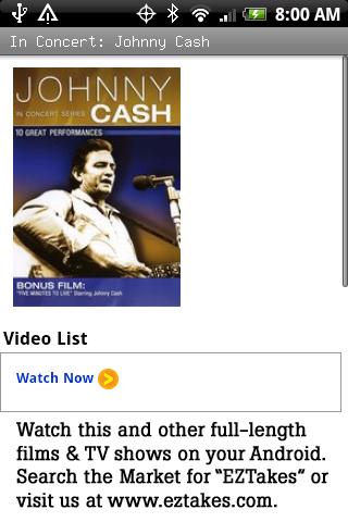 In Concert: Johnny Cash Android Entertainment