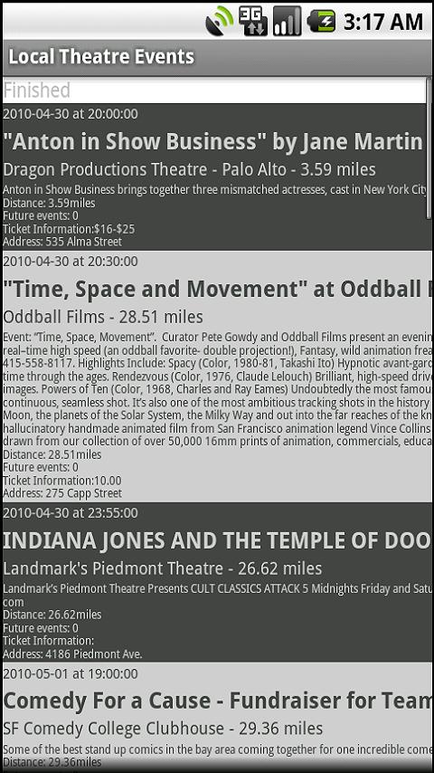 Local Theatre Events Android Entertainment