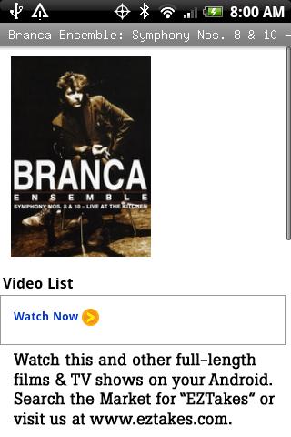 Branca Ensemble No 8 & 10 Live Android Entertainment