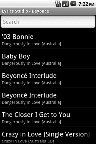 Beyonce Lyrics Studio Android Entertainment