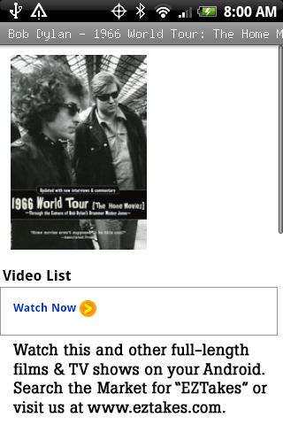 Bob Dylan 1966 Tour Home Movie Android Entertainment