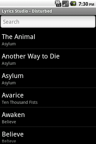 Disturbed Lyrics Studio Android Entertainment