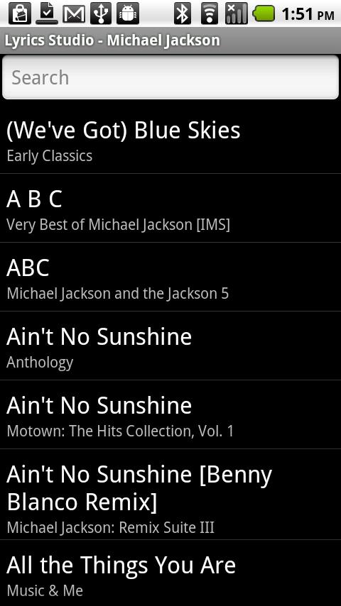 Michael Jackson Lyrics Studio Android Entertainment