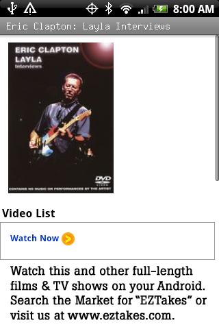 Eric Clapton: Layla Interviews Android Entertainment