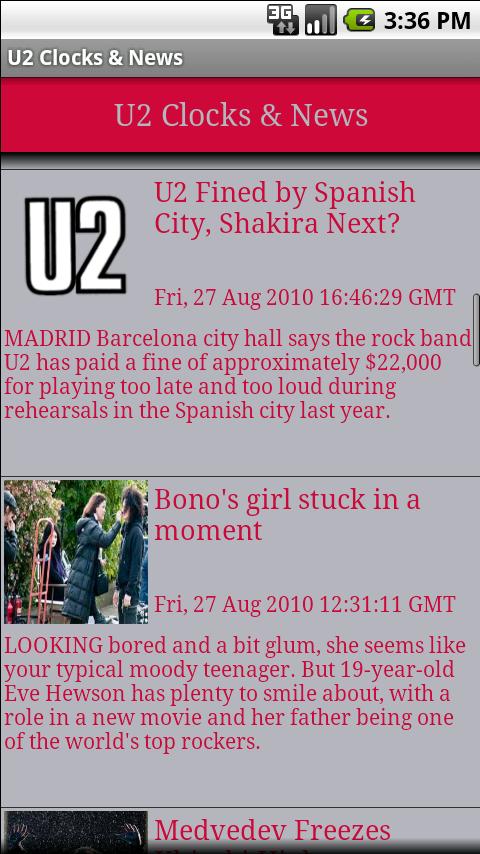 U2 Clock & News Android Entertainment