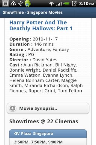 ShowTime For Singapore Movies Android Entertainment