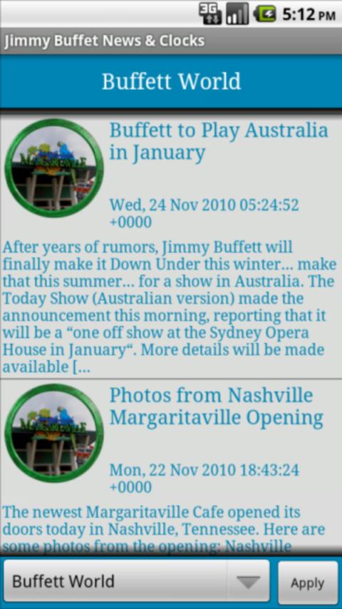 Jimmy Buffett Clocks & News Android Entertainment