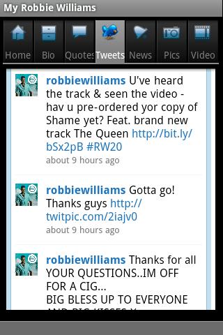 My Robbie Williams Android Entertainment