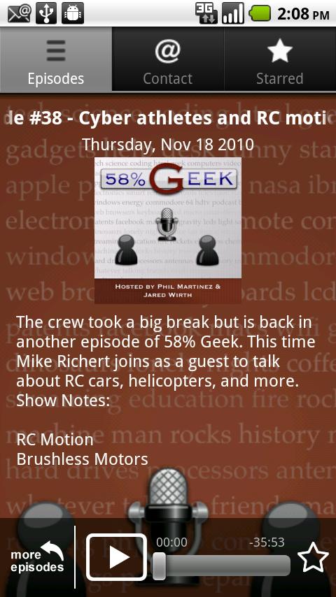 58% Geek Podcast App Android Entertainment