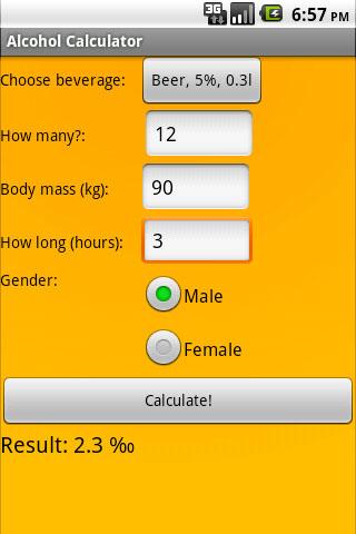 Simple Alcohol Calculator Android Entertainment