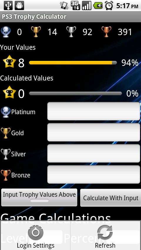PS3 Trophy Calculator Android Entertainment