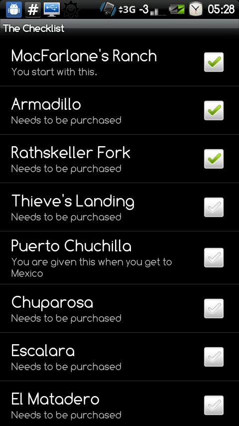 Red Dead Checklist Android Entertainment